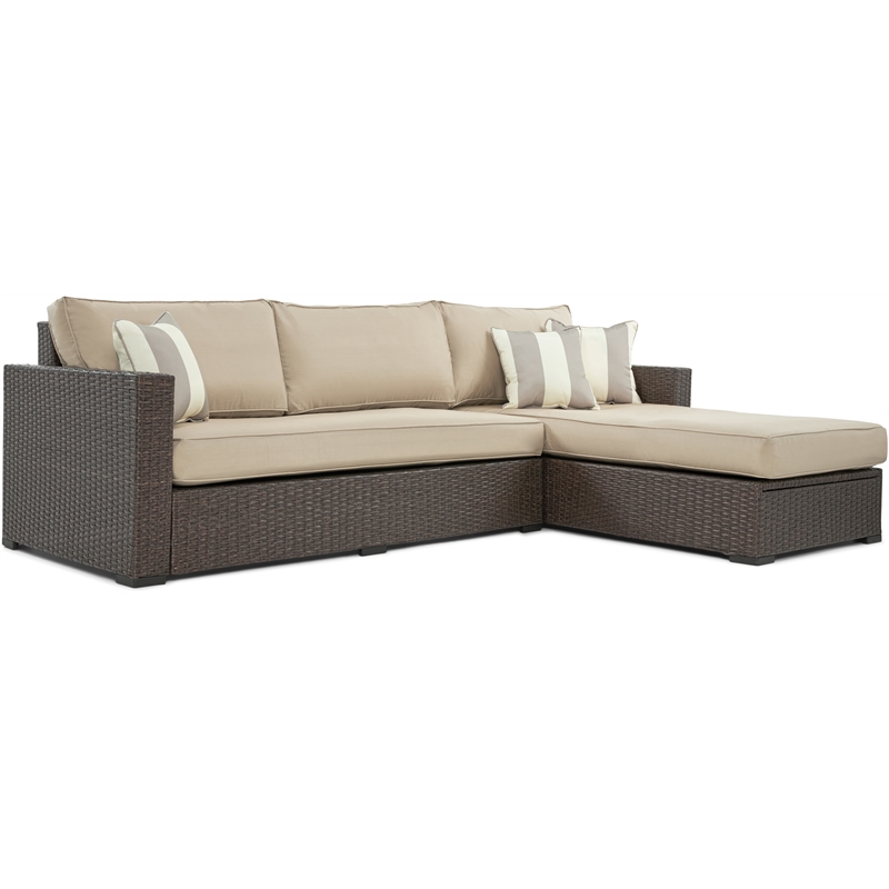 Serta Laguna Wicker Patio Storage Sectional with Cushions in Brown