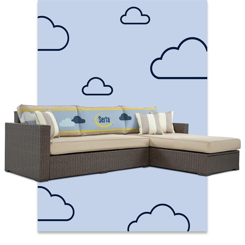 Serta Laguna Wicker Patio Storage Sectional with Cushions in Brown
