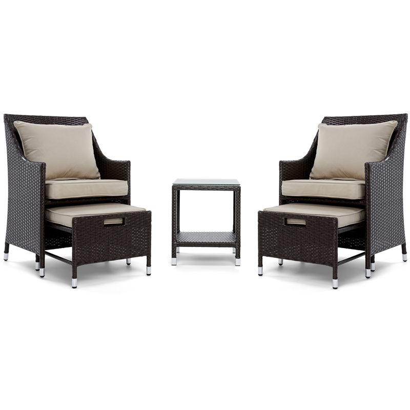 Serta Laguna 5 Piece Wicker Patio Sofa Set in Brown