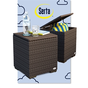 Serta Laguna Wicker Patio Storage Side Table in Brown