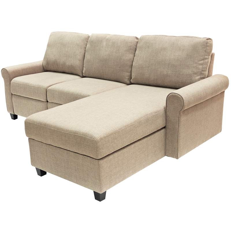 Serta Copenhagen Reclining Sectional Sofa with Right Storage Chaise Beige