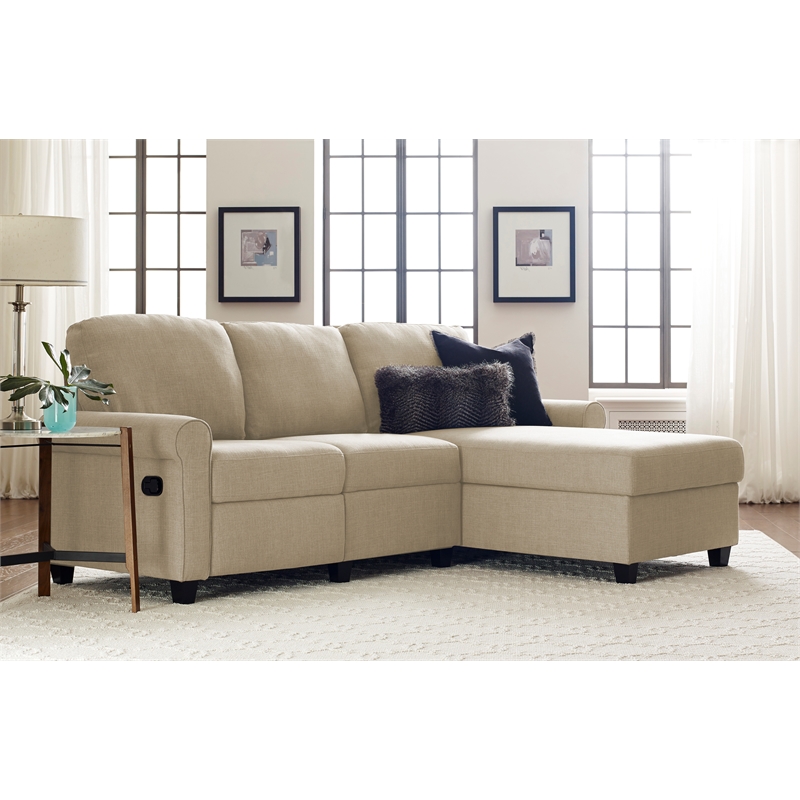 Serta Copenhagen Reclining Sectional Sofa with Right Storage Chaise Beige