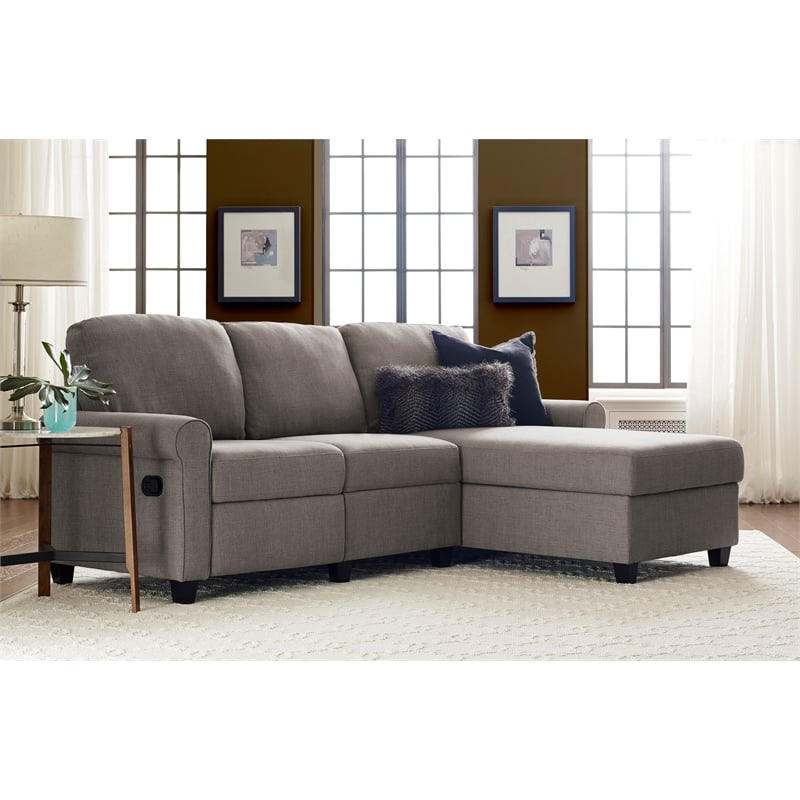 Serta Copenhagen Reclining Sectional Sofa with Right Storage Chaise Gray