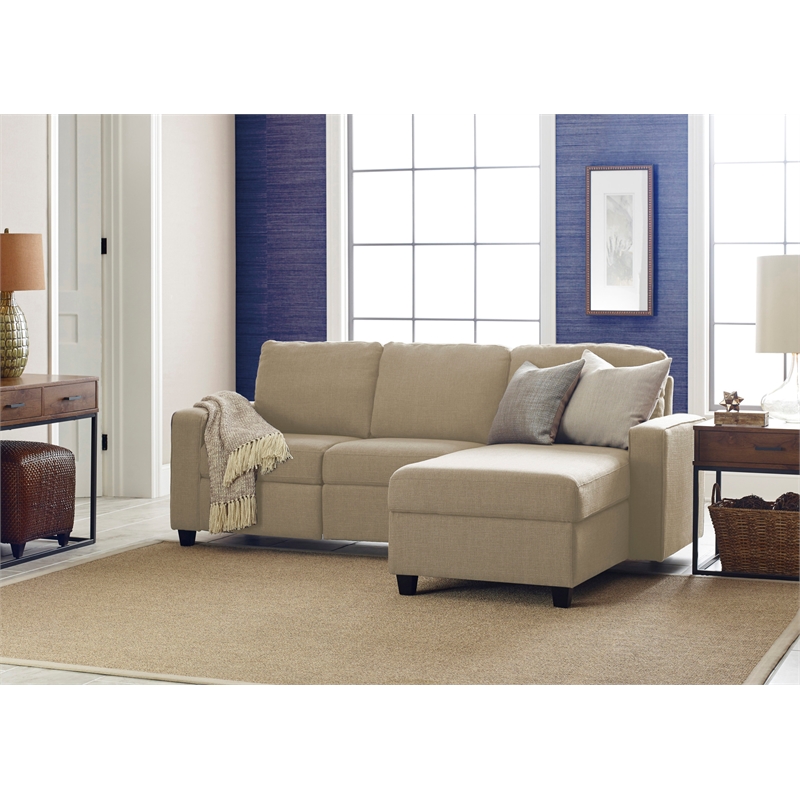 Serta Palisades Reclining Sectional Sofa with Right Storage Chaise Beige