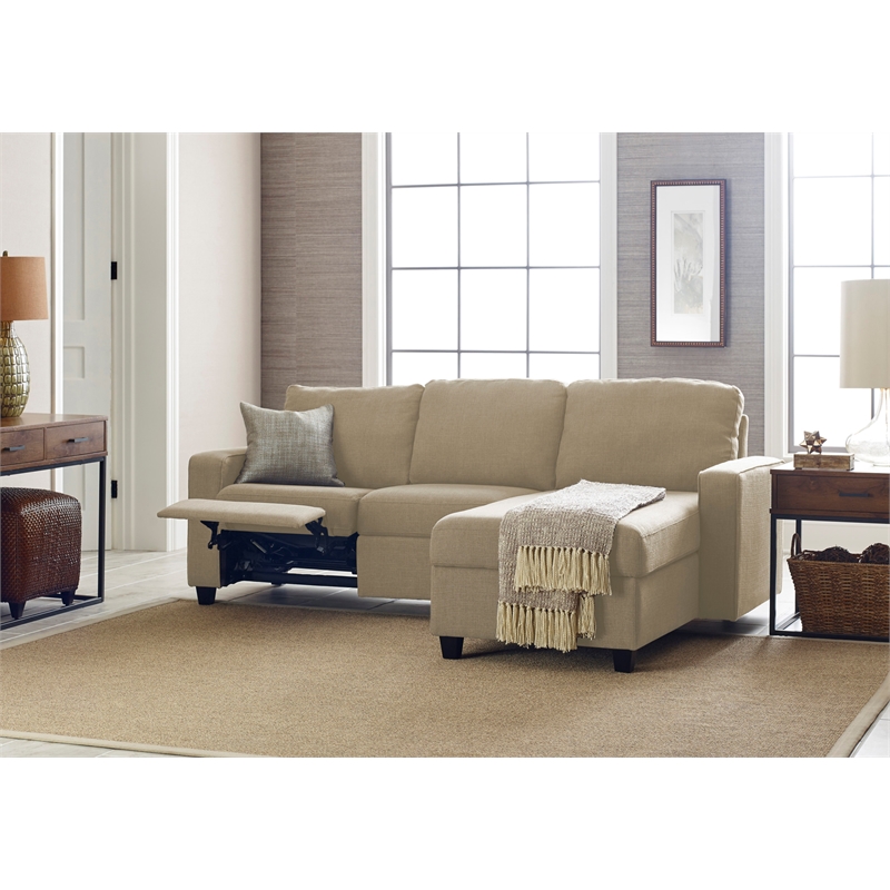 Serta Palisades Reclining Sectional Sofa with Right Storage Chaise Beige