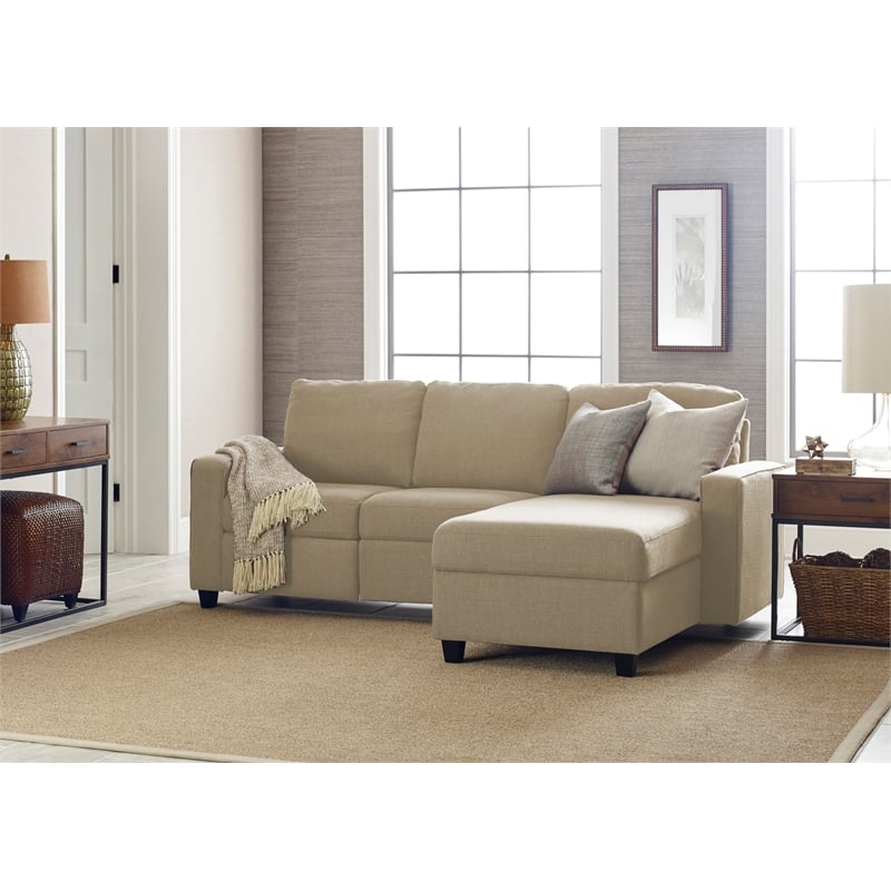 Serta Palisades Reclining Sectional Sofa with Right Storage Chaise Beige