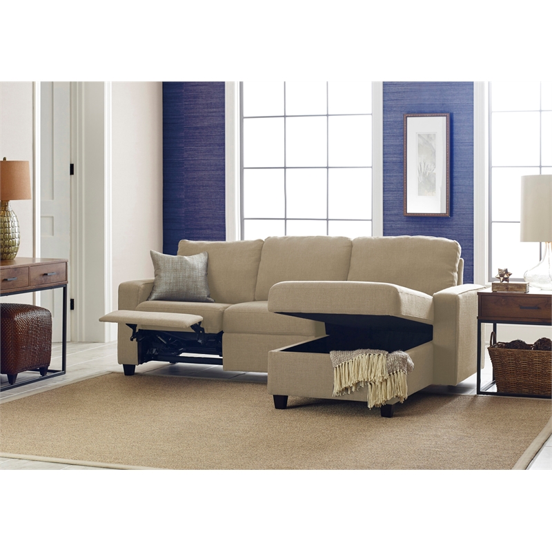 Serta Palisades Reclining Sectional Sofa with Right Storage Chaise Beige