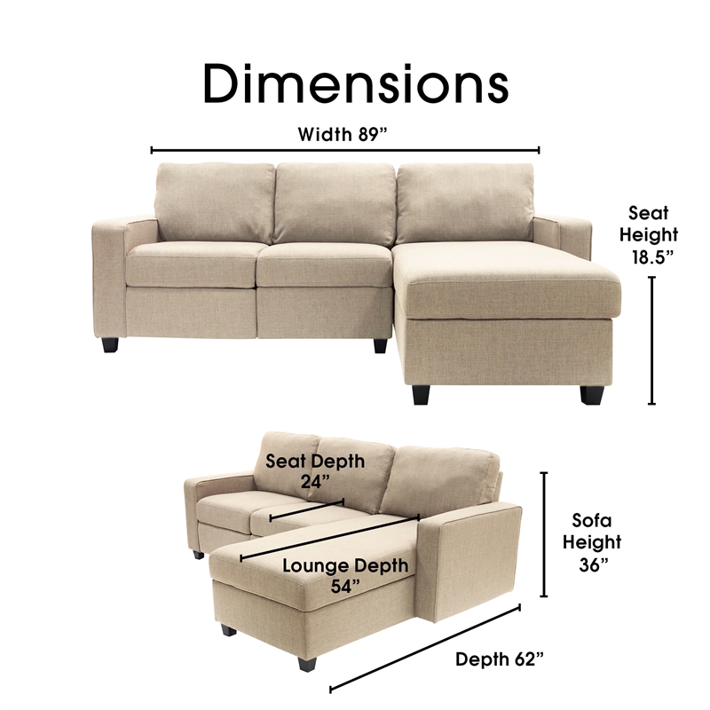 Serta Palisades Reclining Sectional Sofa with Right Storage Chaise Beige