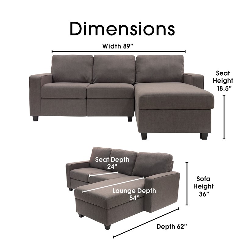 Serta Palisades Reclining Sectional Sofa with Right Storage Chaise Gray
