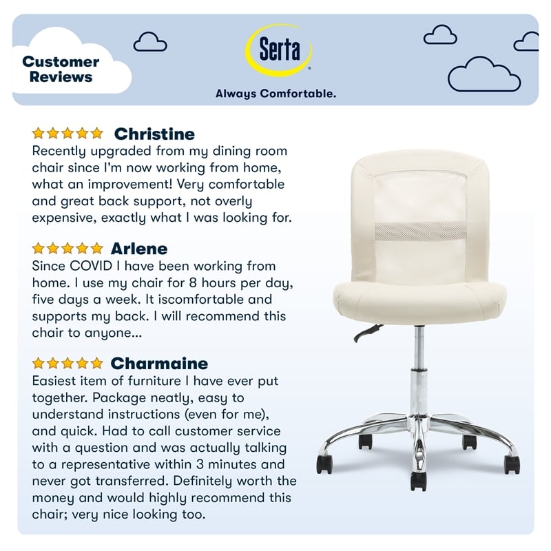 Serta at Home Essentials Faux Leather Office Chair in Cream