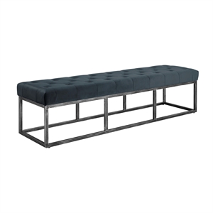 Finch Danes Tufted Bench with Iron Legs 72.5&quot Padded Upholstery Cobalt Blue