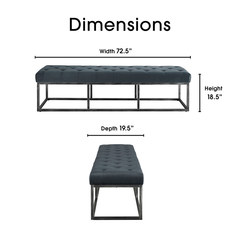 Finch Danes Tufted Bench with Iron Legs 72.5