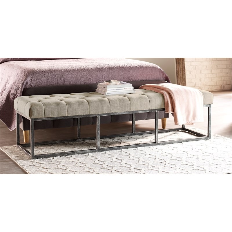 Finch Danes Tufted Bench with Iron Legs 72.5