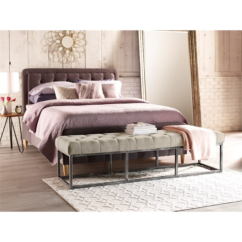 Finch Danes Tufted Bench with Iron Legs 72.5