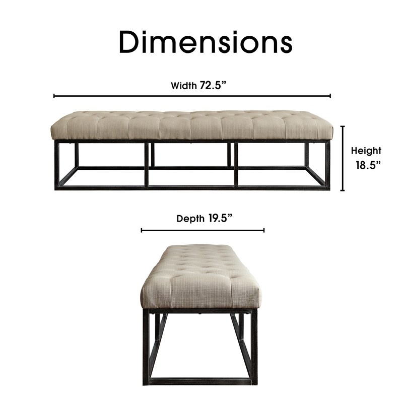 Finch Danes Tufted Bench with Iron Legs 72.5