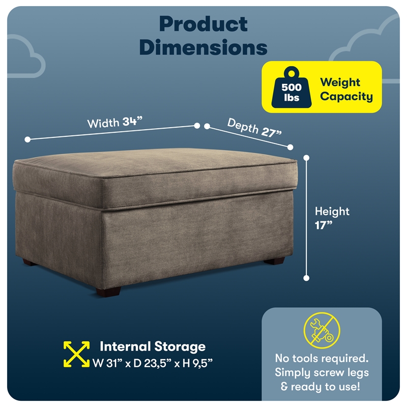 Serta at Home Olin Storage Ottoman in Wild Fawn