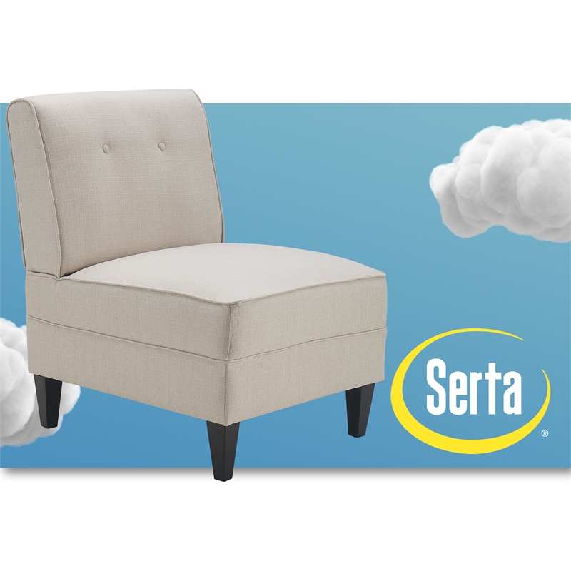 Serta Copenhagen Modern Accent Chair Button Tufted Backrest Woven Fabric Cream