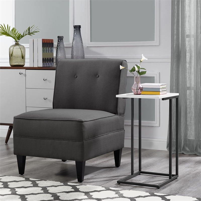 Serta Copenhagen Modern Accent Chair Button Tufted Backrest WovenFabric Charcoal