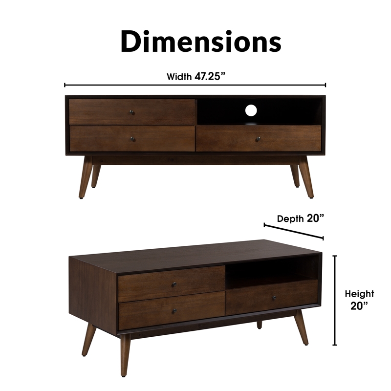 Serta Brookline 3 Drawer TV Stand in Classic Walnut