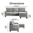 Serta Palisades 86 Reversible Small Space Sectional with Storage Soft Gray