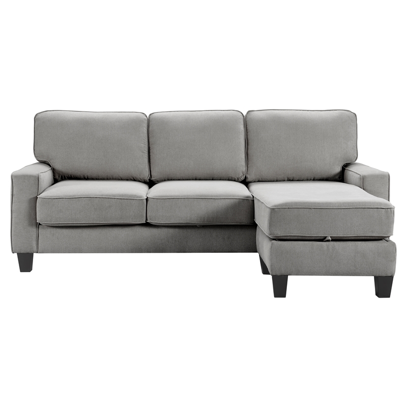 Serta Palisades 86 Reversible Small Space Sectional with Storage Soft Gray