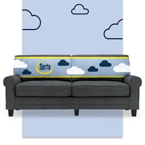 Serta Copenhagen 78&quot Rolled Arm Sofa with Removable Covers Charcoal