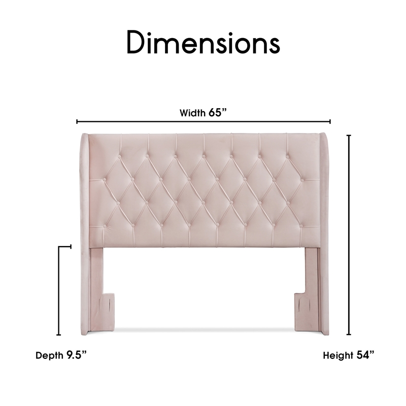Serta at Home Lillian August Harlow Queen Size Headboard in Blush Pink