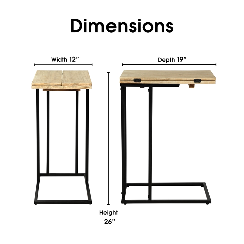 Serta Harton Rustic Expandable C Side Table Natural Brown