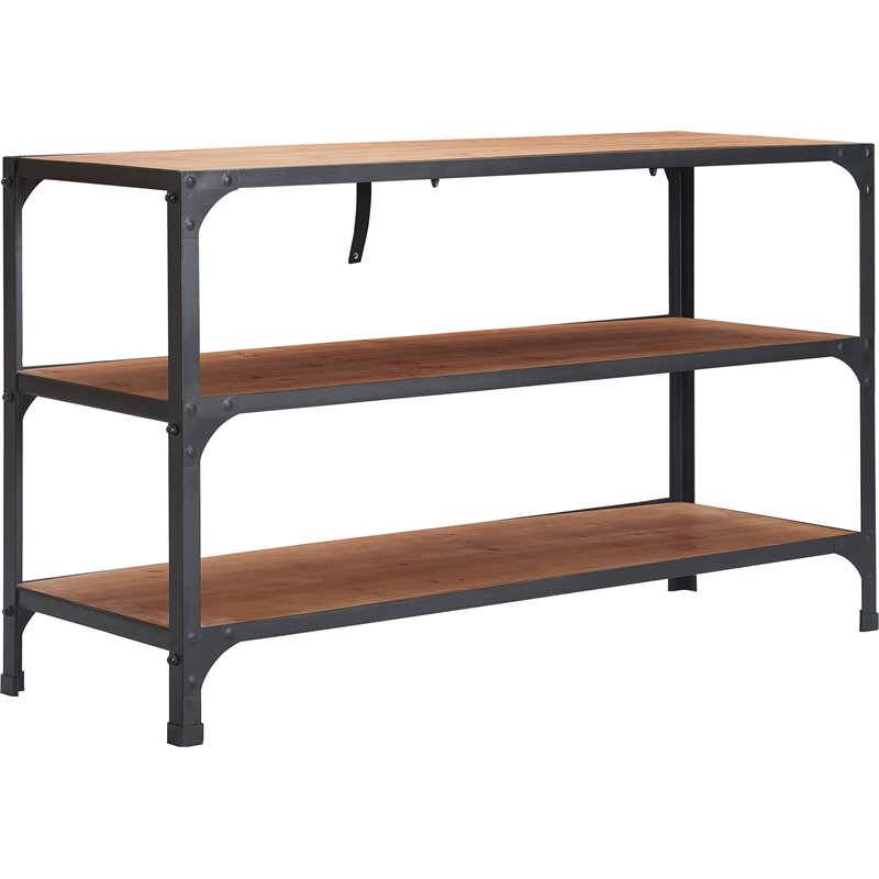Serta Overland Media Shelf Wood and Black Metal