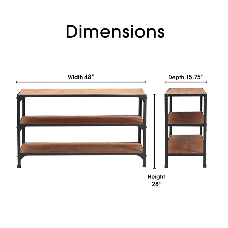 Serta Overland Media Shelf Wood and Black Metal