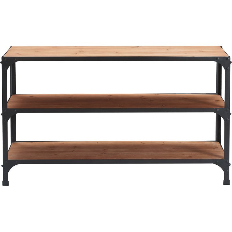 Serta Overland Media Shelf Wood and Black Metal