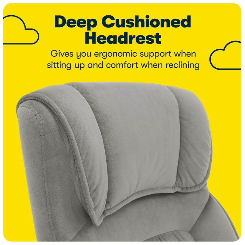 Serta Hannah Upholstered Modern Velvet Microfiber Office Chair in Gray