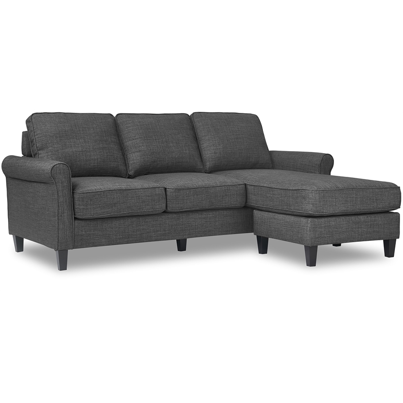 Serta Harmon Roll Arm Sectional Dark Gray