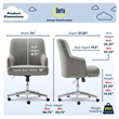 Serta Leighton Home Office Desk Chair Chrome Nailheads Twill Fabric Medium Gray