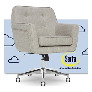 Serta Ashland Home Office Desk Chair Memory Foam Cushion Light Gray Twill Fabric