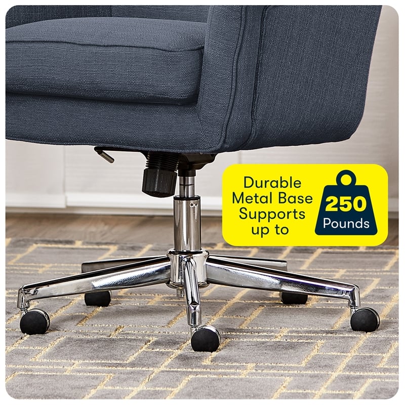 Serta Ashland Home Office Desk Chair Memory Foam Cushion Blue Twill Fabric