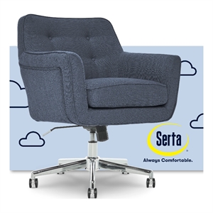 Serta Ashland Home Office Desk Chair Memory Foam Cushion Blue Twill Fabric