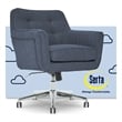 Serta Ashland Home Office Desk Chair Memory Foam Cushion Blue Twill Fabric