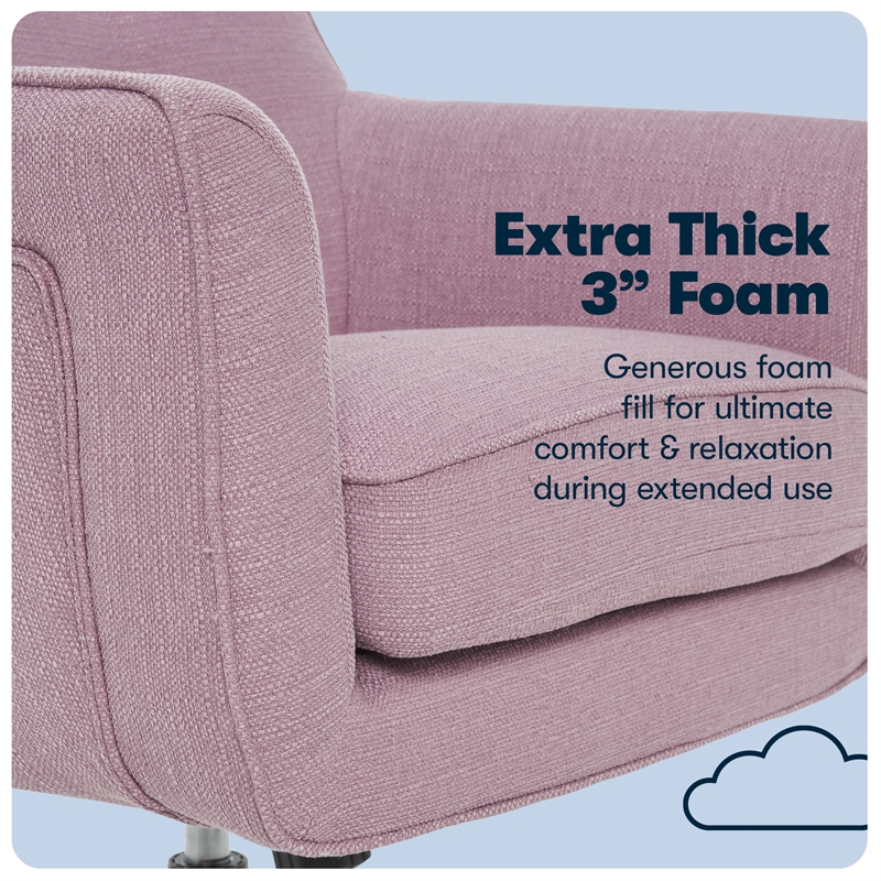 Serta Ashland Home Office Desk Chair Memory Foam Cushion Lilac Twill Fabric