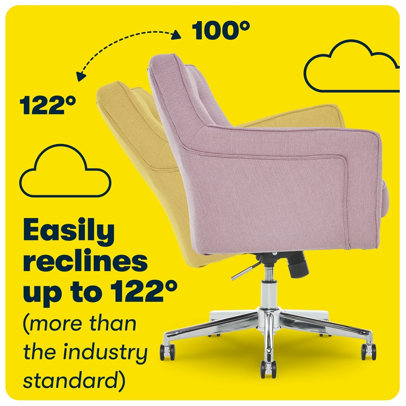 Serta Ashland Home Office Desk Chair Memory Foam Cushion Lilac Twill Fabric
