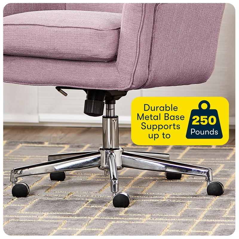 Serta Ashland Home Office Desk Chair Memory Foam Cushion Lilac Twill Fabric