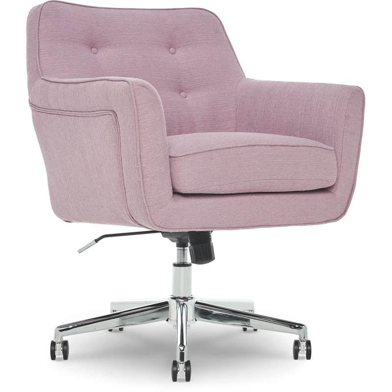 Serta Ashland Home Office Desk Chair Memory Foam Cushion Lilac Twill Fabric