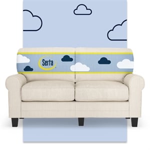 Serta Copenhagen 61&quot Rolled Arm Loveseat Sofa with Removable Covers Beige