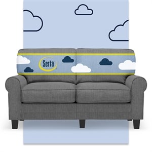Serta Copenhagen 61&quot Rolled Arm Loveseat Sofa with Removable Covers Dark Gray