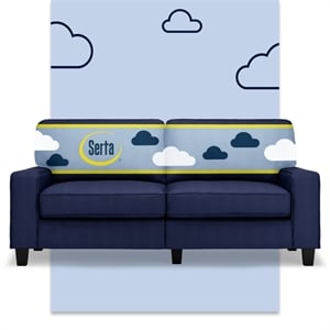 Serta Palisades 73&quot Track Arm Sofa with Removable Covers Navy Blue