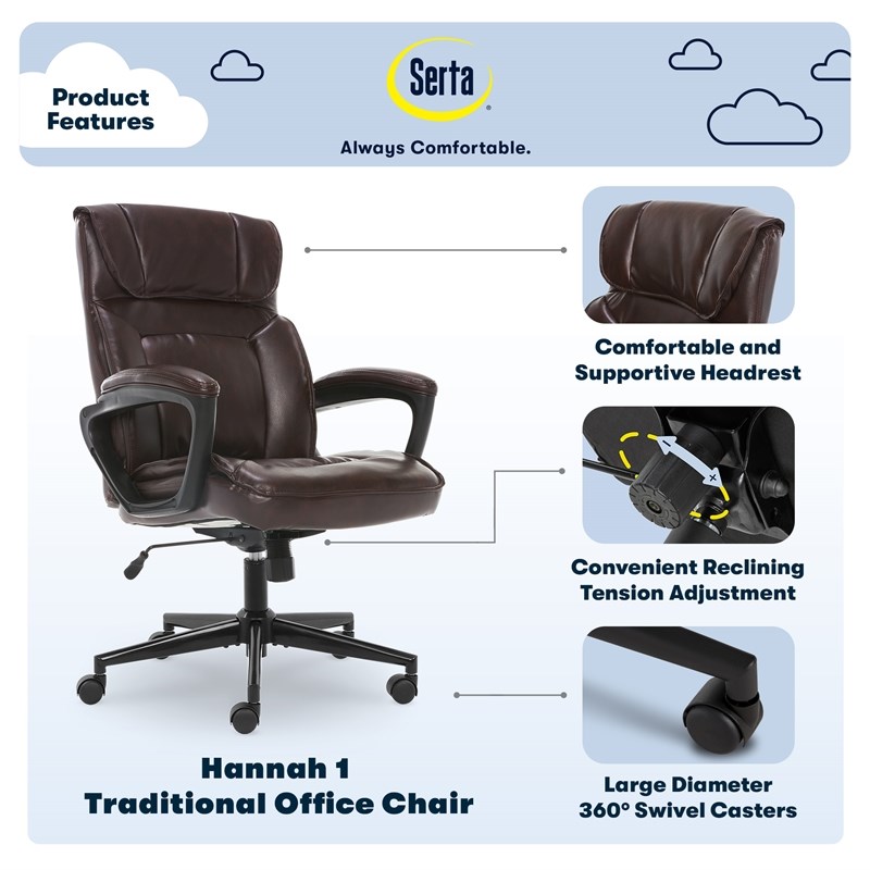 Serta Hannah Office Chair Biscuit Bonded Leather