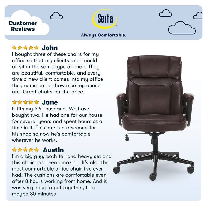 Serta Hannah Office Chair Biscuit Bonded Leather
