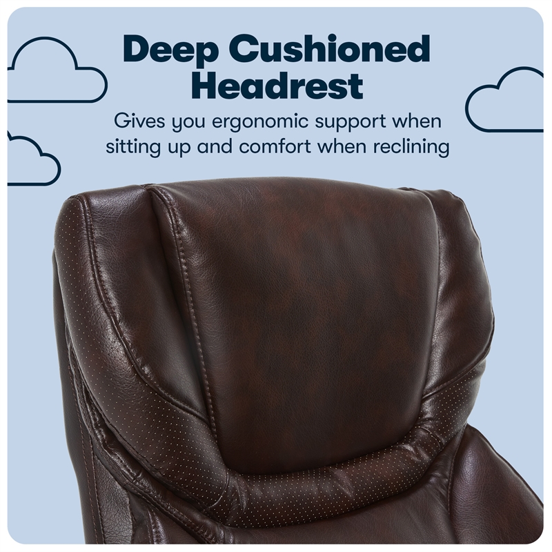 Serta Conway Big and Tall Executive Office Chair with Wood Accents Brown