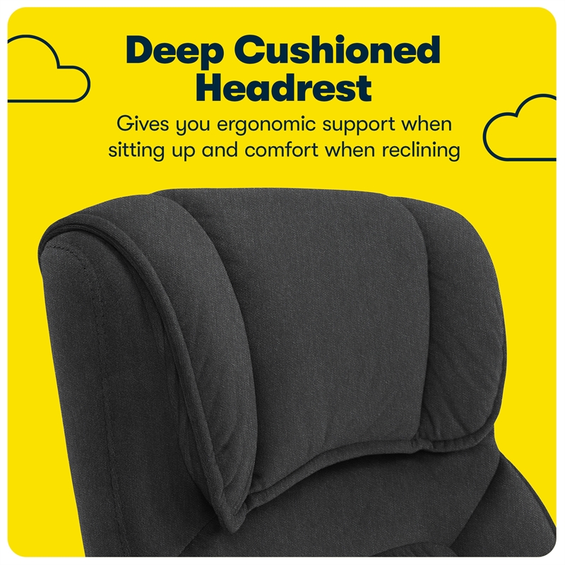 Serta Hannah Microfiber Office Chair with Headrest Pillow Charcoal Gray