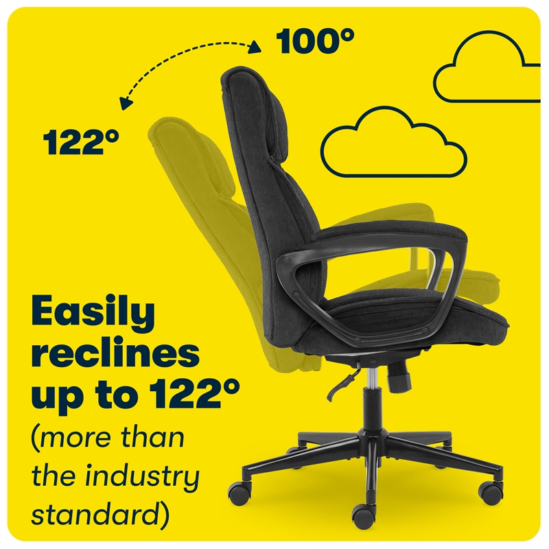 Serta Hannah Microfiber Office Chair with Headrest Pillow Charcoal Gray